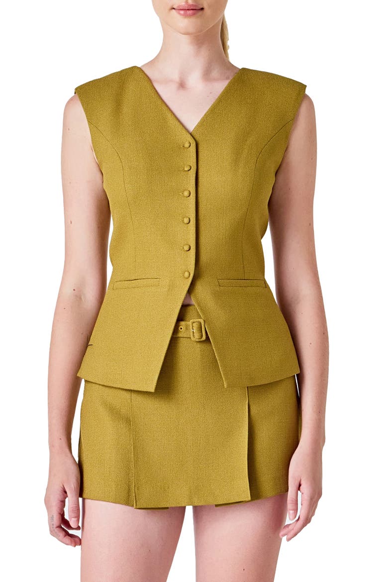 Tweed Vest, Main, color, OLIVE