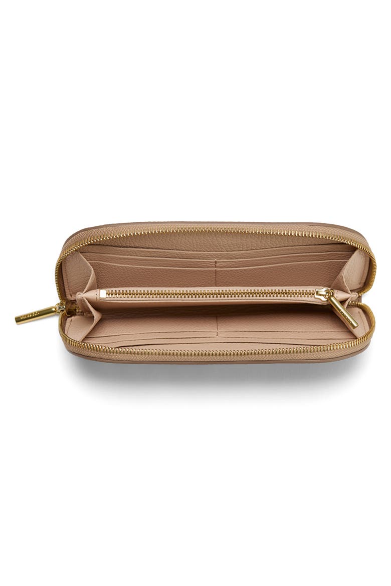 Curved Leather Wallet, Alternate, color, CAPPUCCINO