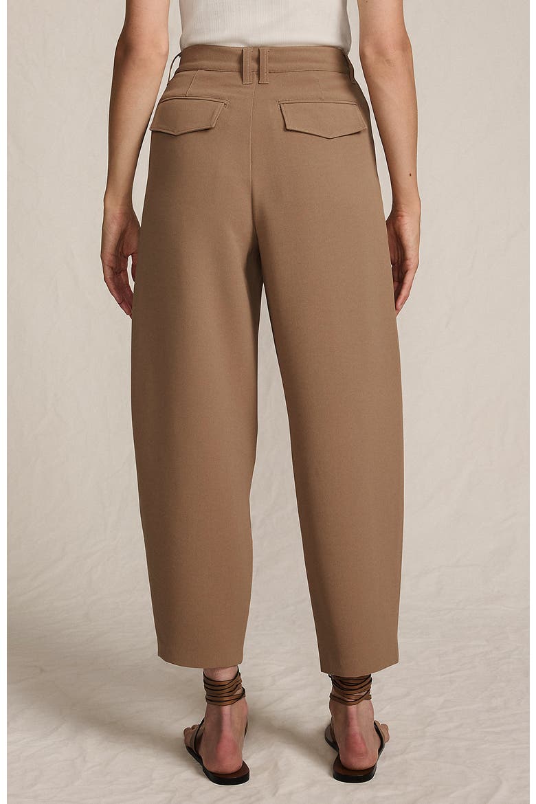 Crepe High Rise Pleated Barrel Leg Ankle Pants, Alternate, color, Honey Beige