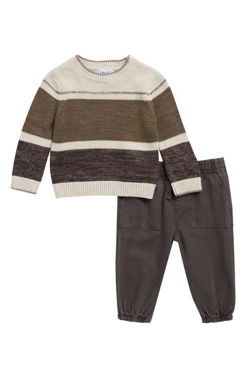 Stone Stripe Crewneck Sweater & Pants Set