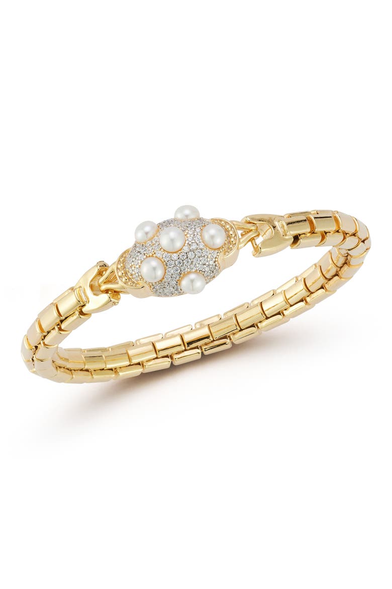 Cultured Pearl Bangle, Main, color, GOLD