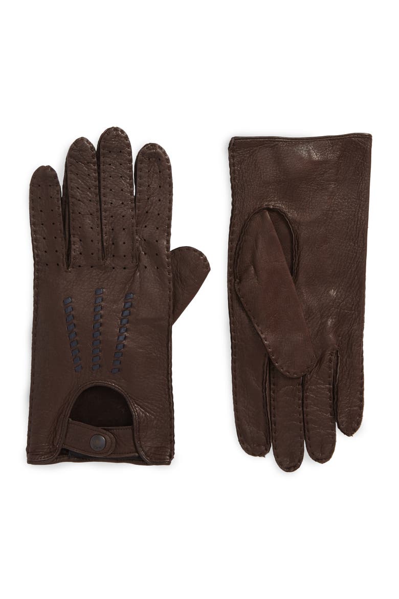 Deerskin Driving Gloves, Main, color, CHOCOLATE
