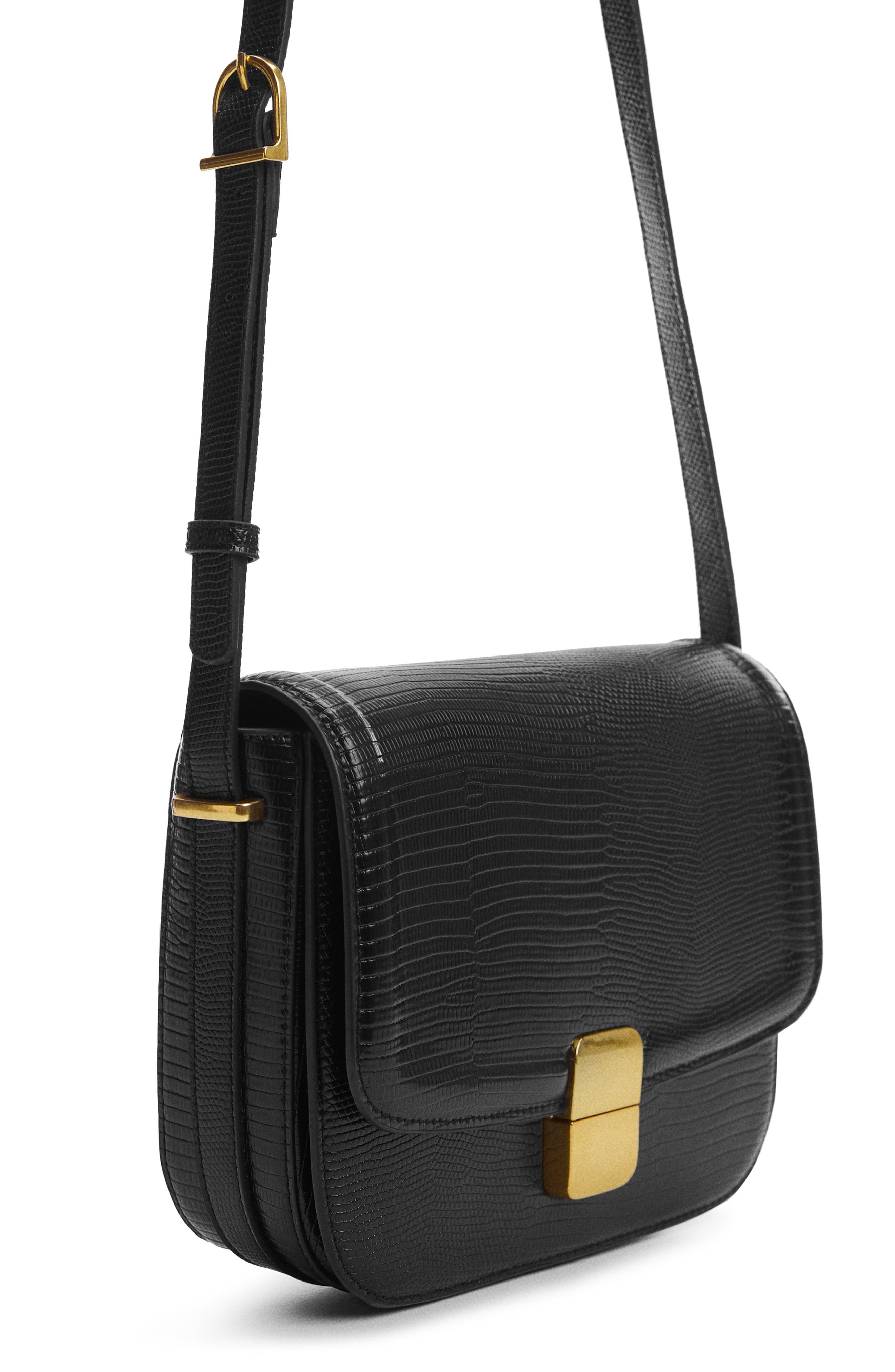 MANGO Lizard Embossed Crossbody Bag, Alternate, color, 