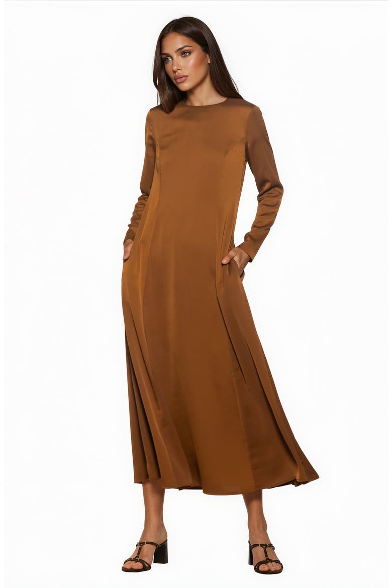 Ismerie Fit and Flare Maxi Dress, Alternate, color, BROWN