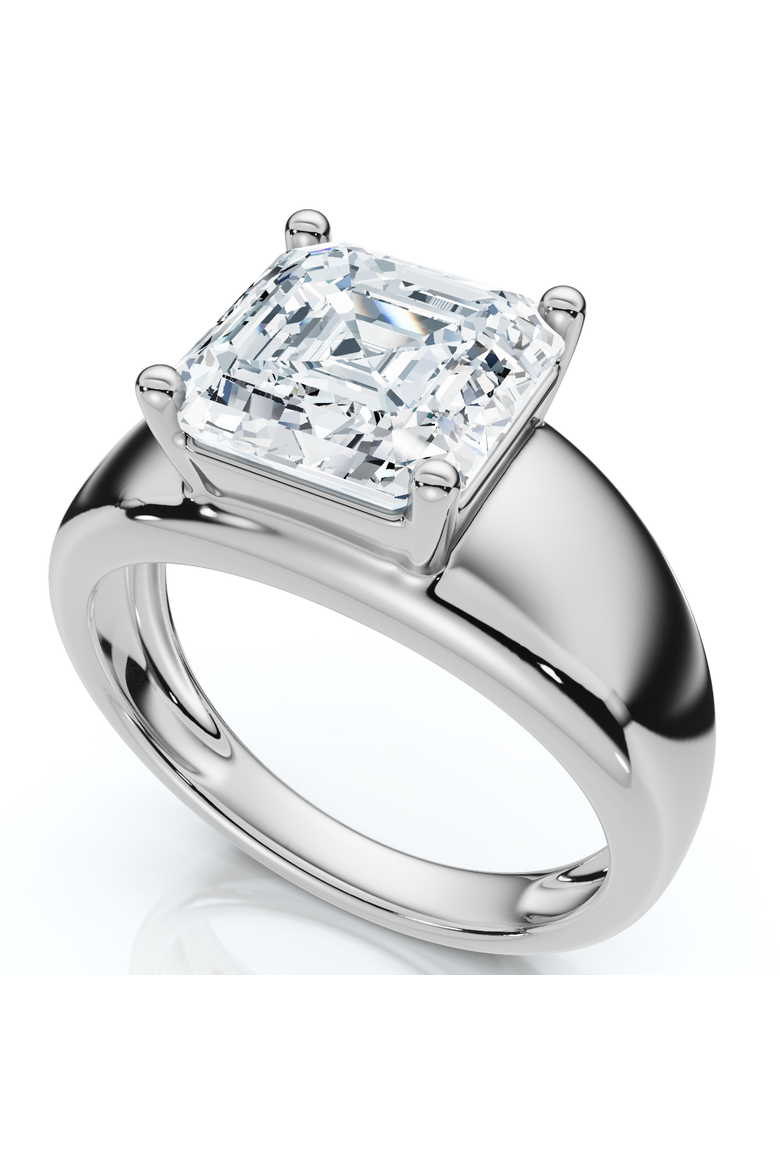 Certified 3Ct Asscher Cut Solitaire Cigar Band 14k Gold or Platinum Lab Grown, Alternate, color, 14k White Gold