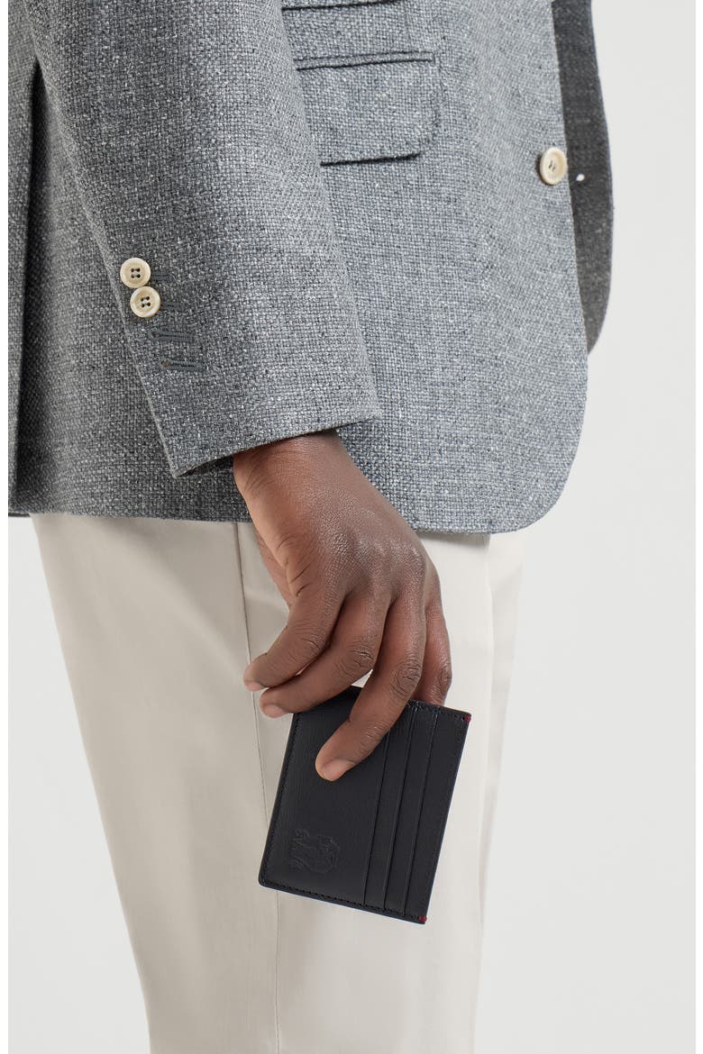 Grained leather card holder, Alternate, color, Black