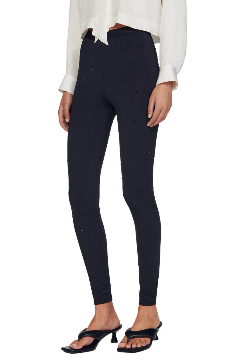 SANDRO Clotilde Rhinestone Ankle Pants, Main, color, 