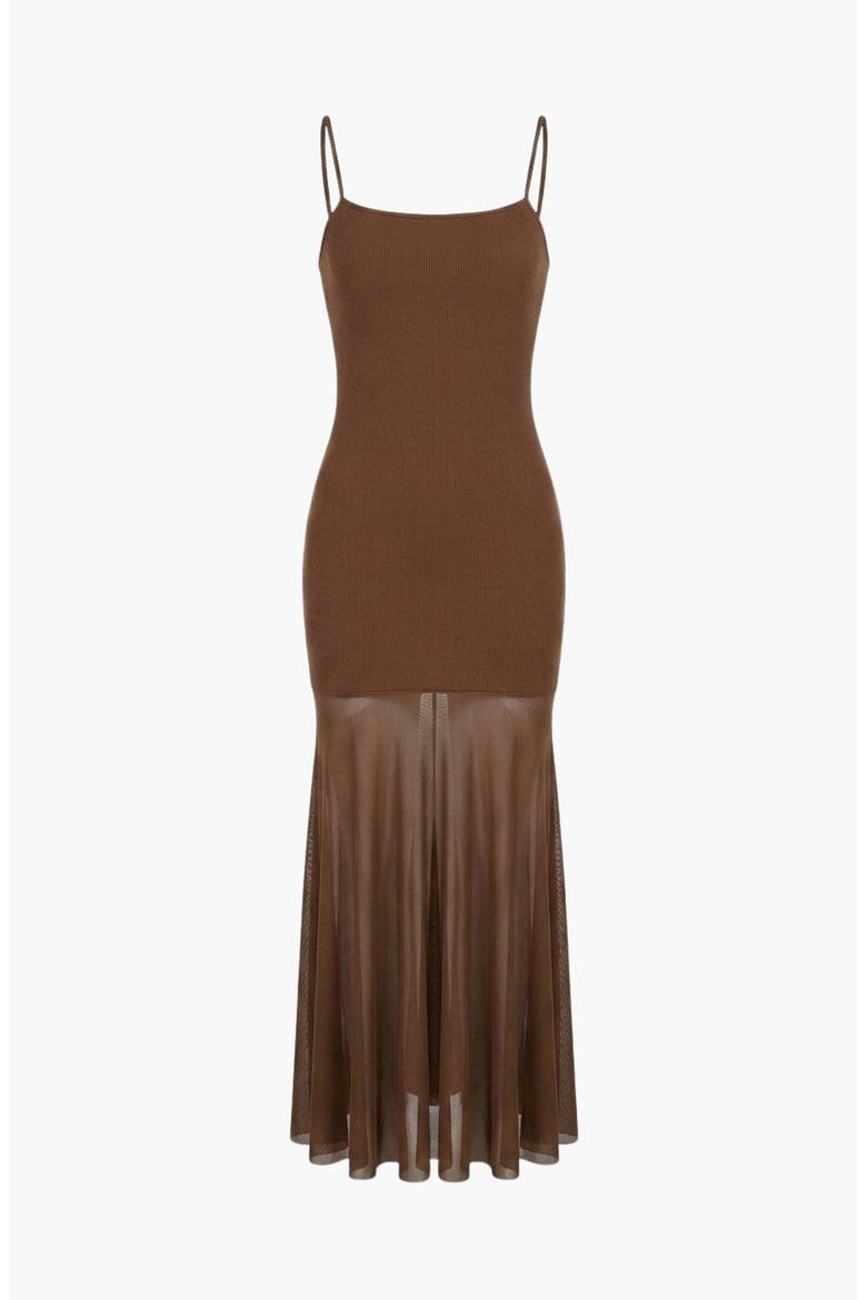 Sheer Mesh Maxi Dress, Alternate, color, Coffee