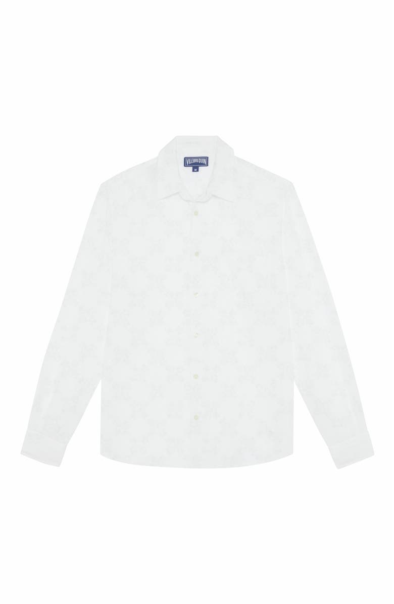 Vilebrequin Men's Solid Linen and Cotton Shirt, Alternate, color, Blanc