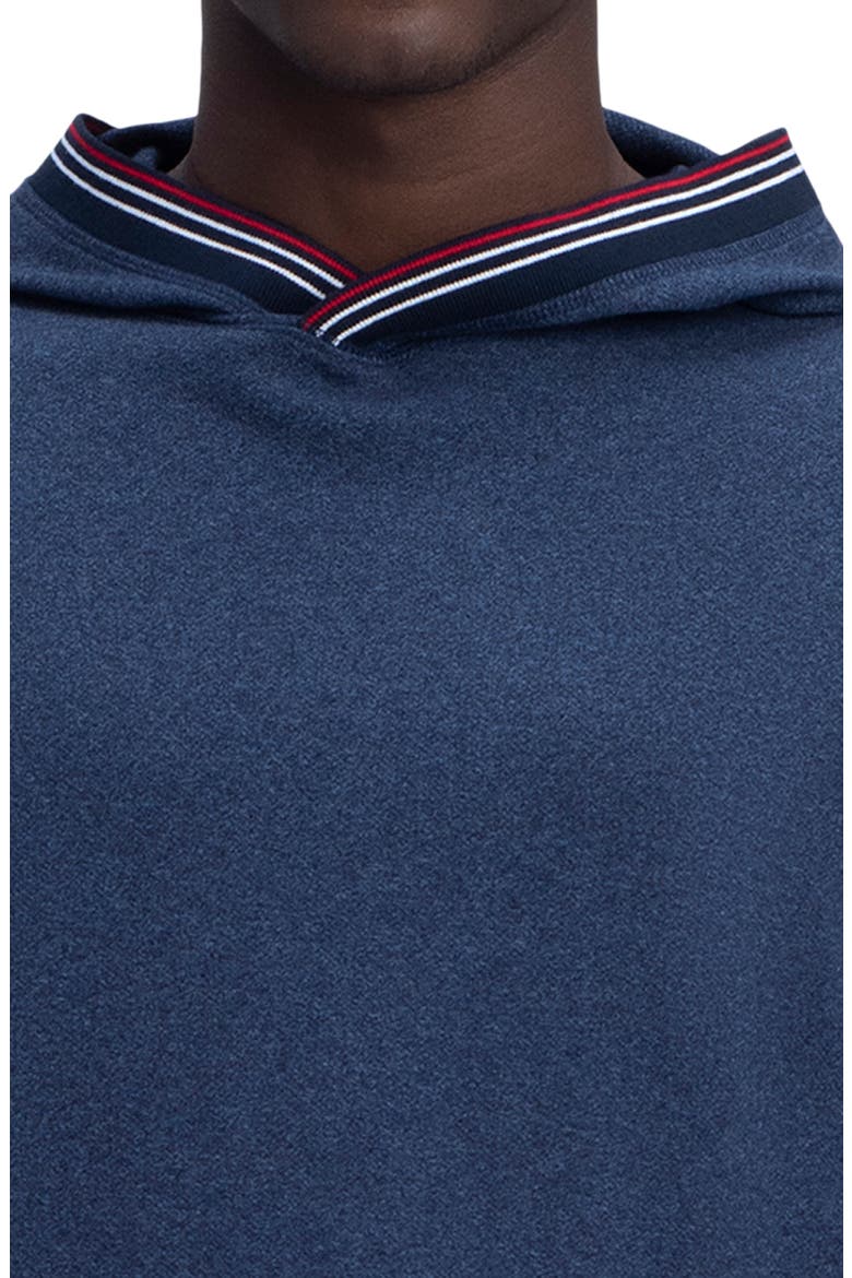 Stripe Trim Cotton Hoodie, Alternate, color, DENIM