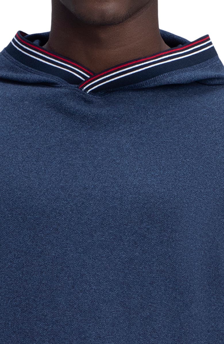 Bugatchi Stripe Trim Cotton Hoodie, Alternate, color, Denim