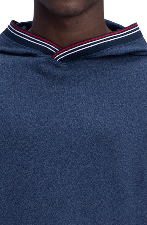 Bugatchi Stripe Trim Cotton Hoodie In Blue