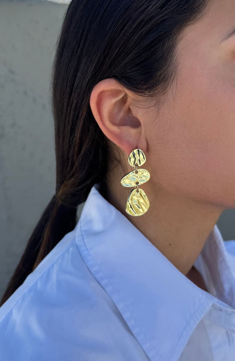 Adornia Miro Textured Drop Earrings, Alternate, color, Gold