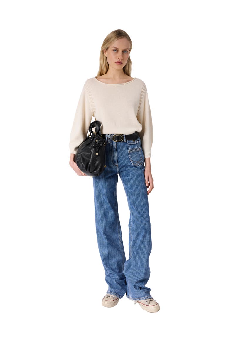 Liona 3/4 Sleeve Boat Neck Knit Top, Alternate, color, Ecru
