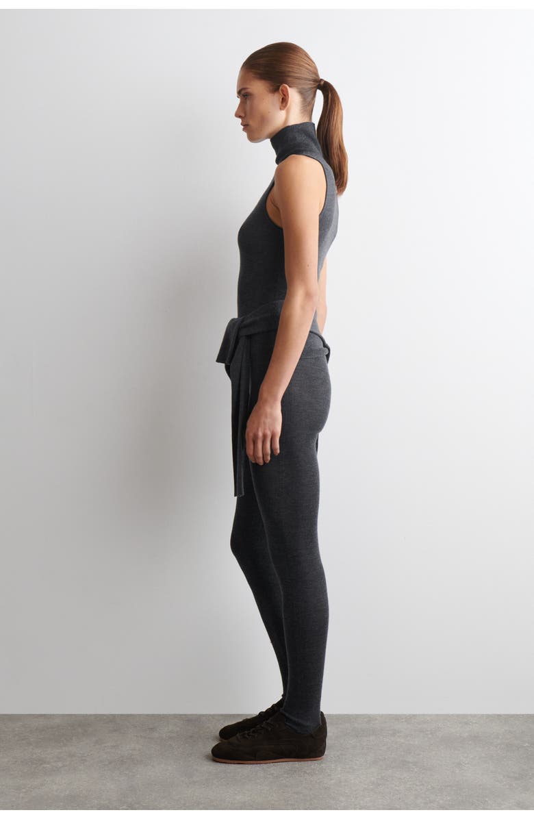 COS Seamless Merino Wool Turtleneck Top, Alternate, color, Charcoal Mélange