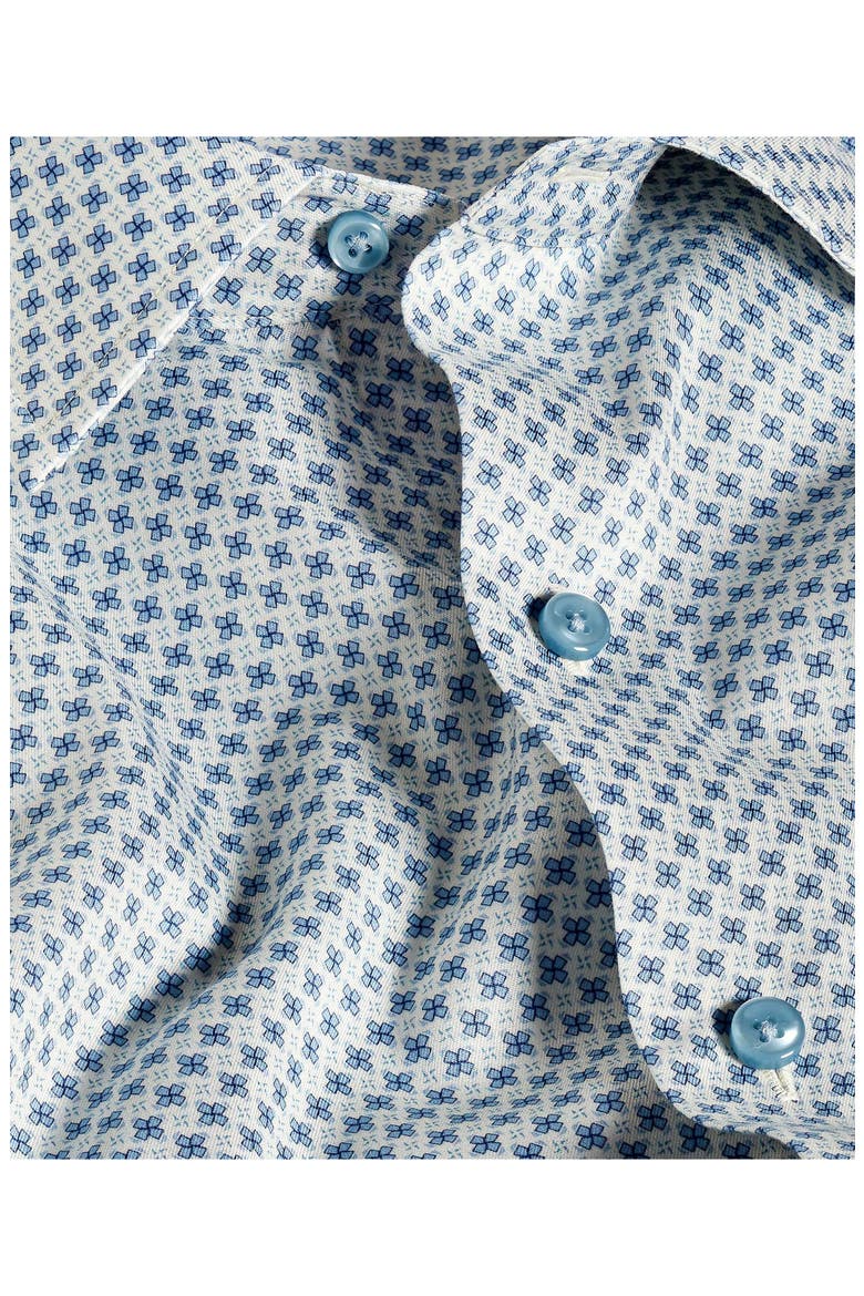 Neat Print Cotton Button-Up Shirt, Alternate, color, SAND/ SKY