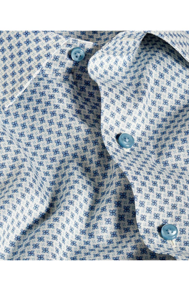 David Donahue Neat Print Cotton Button-Up Shirt, Alternate, color, Sand/ Sky