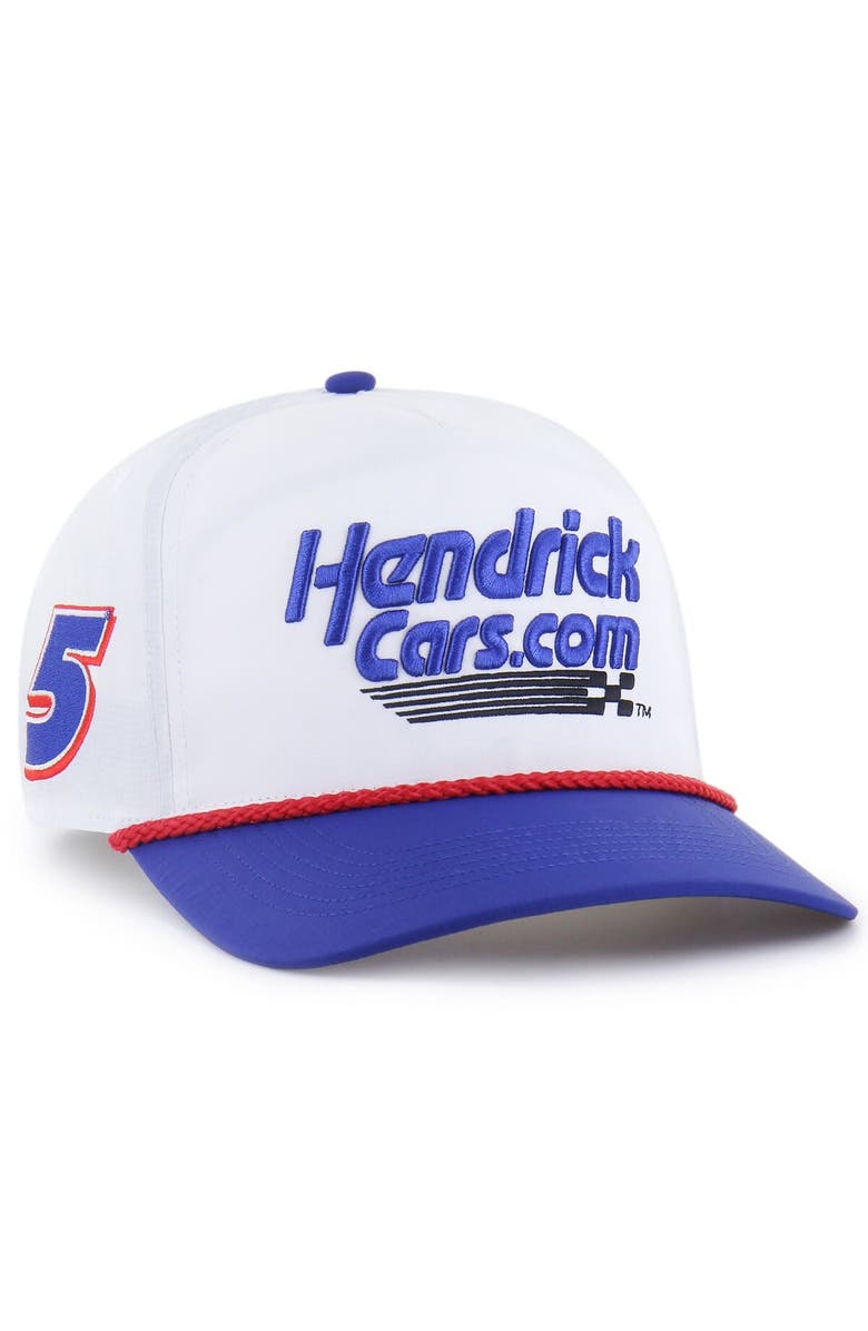 '47 Men's '47 White/Royal Kyle Larson brrr° HendrickCars.com Rope Hitch Adjustable Hat, Main, color, White