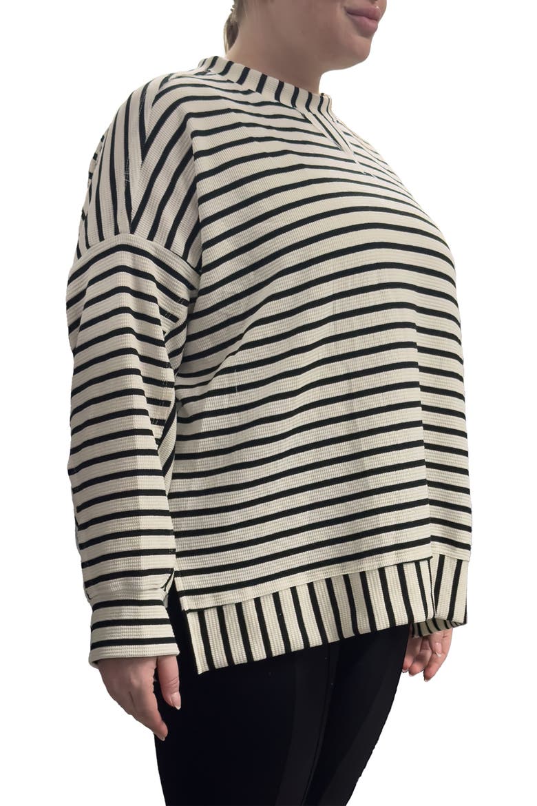 Stripe Thermal Knit Top, Alternate, color, BLACK WHITE