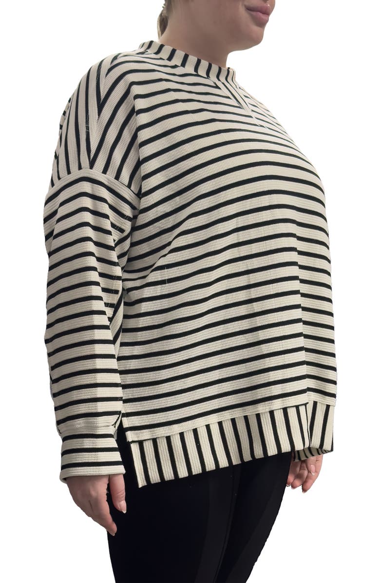 Standards & Practices Stripe Thermal Knit Top, Alternate, color, Black White