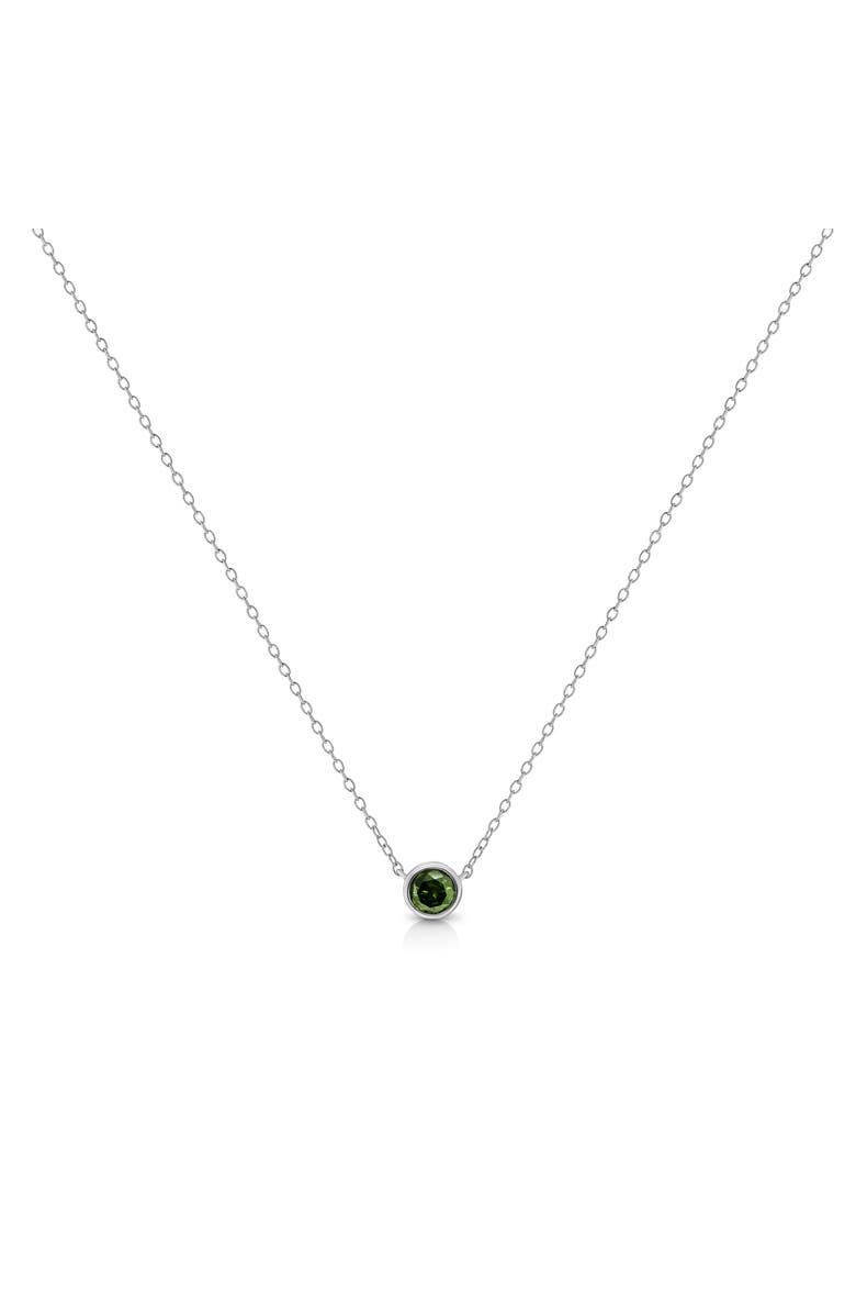 Haus of Brilliance Silver 1/5 Cttw Treated Green Diamond Solitaire Bezel 18" Pendant Necklace, Alternate, color, White