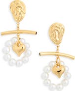 EYE CANDY LOS ANGELES Donna Faux Pearl Heart Drop Earrings