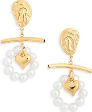 EYE CANDY LOS ANGELES Donna Faux Pearl Heart Drop Earrings