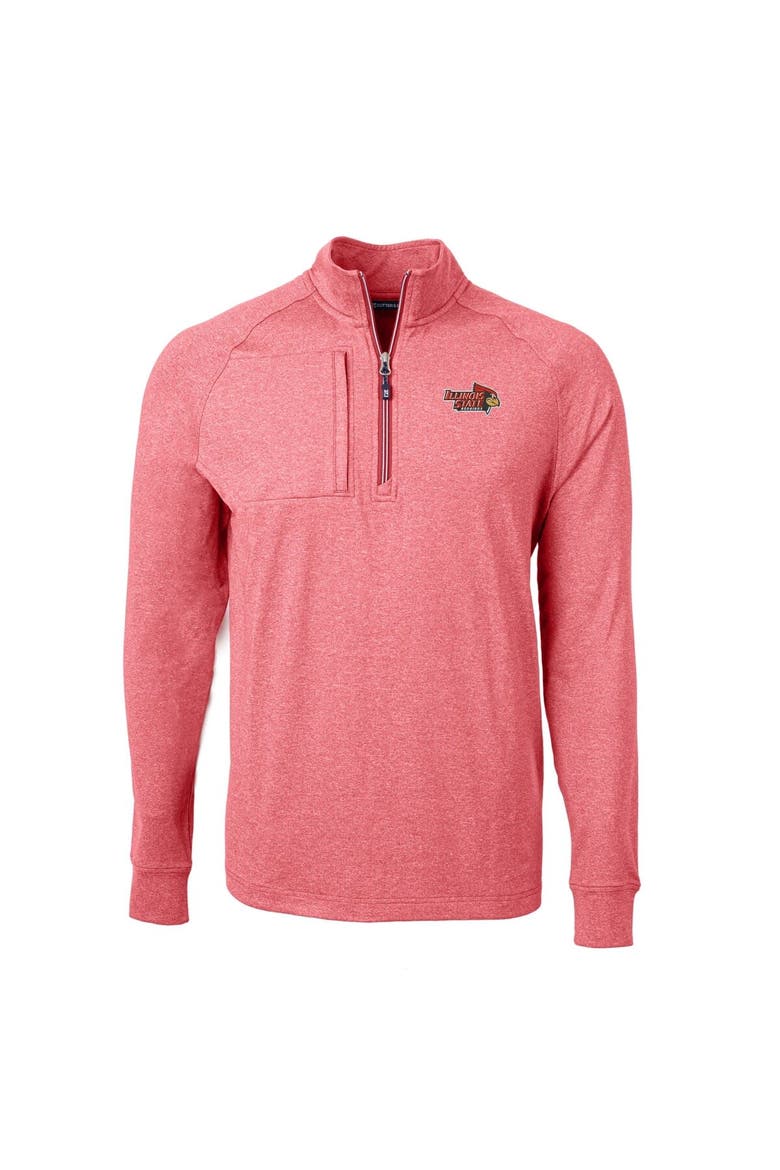 Men's Cutter & Buck  Heather Red Illinois State Redbirds Big & Tall Adapt Eco Knit Quarter-Zip Pullover Top, Alternate, color, Heather Red
