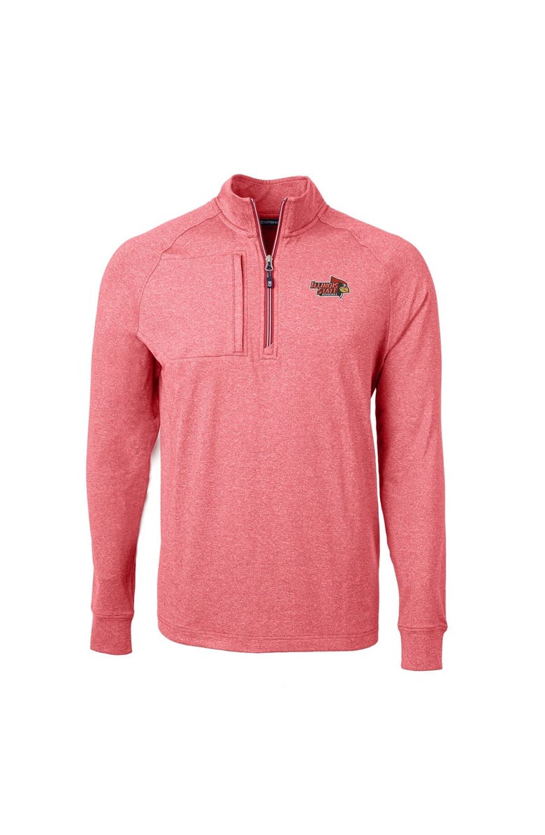 Cutter & Buck Men's Cutter & Buck  Heather Red Illinois State Redbirds Big & Tall Adapt Eco Knit Quarter-Zip Pullover Top, Alternate, color, 