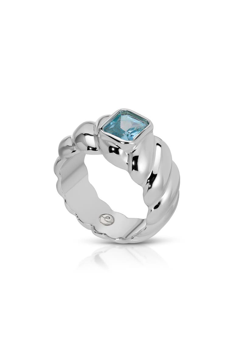 So Twisted Crystal Statement Ring, Alternate, color, SAPPHIRE AND SILVER