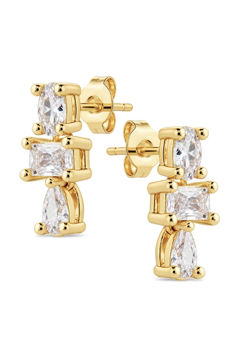 Celeste Cubic Zirconia Drop Stud Earrings, Main, color, GOLD