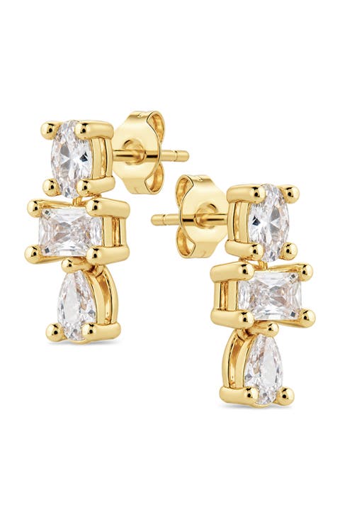 Celeste Cubic Zirconia Drop Stud Earrings