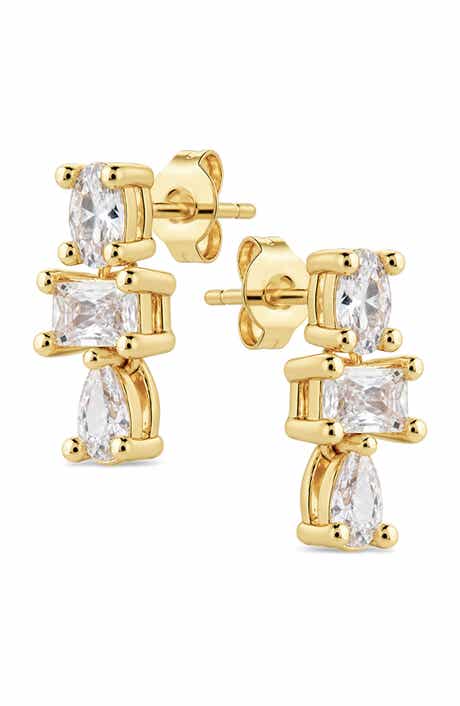 Celeste Cubic Zirconia Drop Stud Earrings