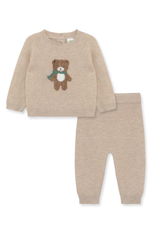 Little Me Bear Cotton Sweater Set in Tan 