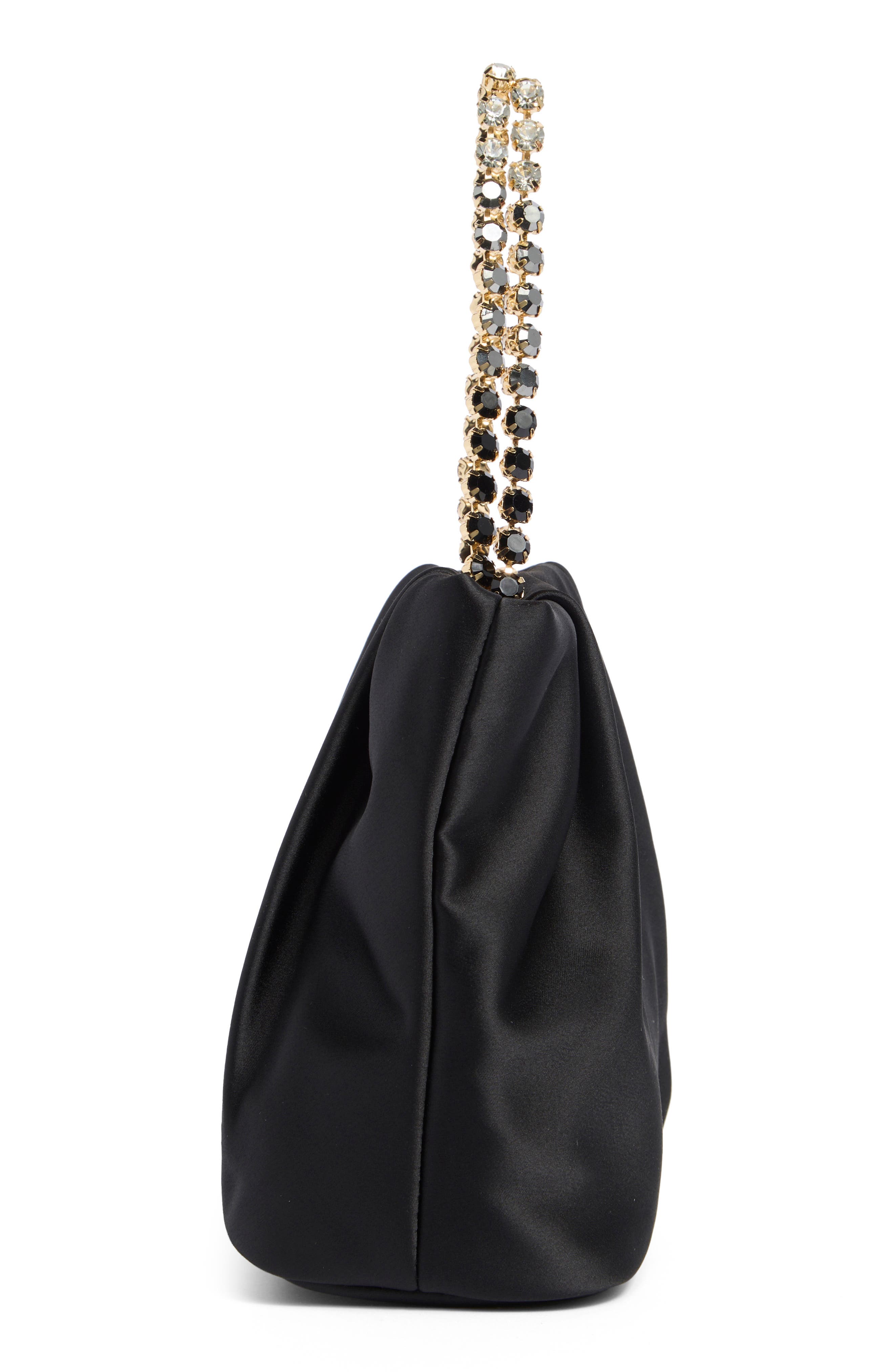 Dolce Vita Karol Rhinestone Strap Satin Handbag, Alternate, color, Black