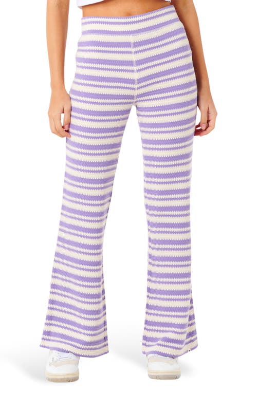 Rip Curl Bobbi Stripe Flare Leg Pants In White/purple