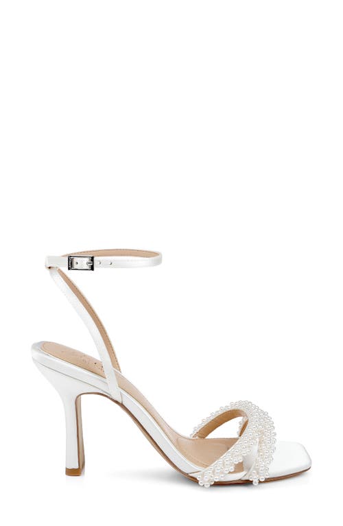 Jewel Badgley Mischka Noah Embellished Ankle Strap Sandal In Ivory Satin