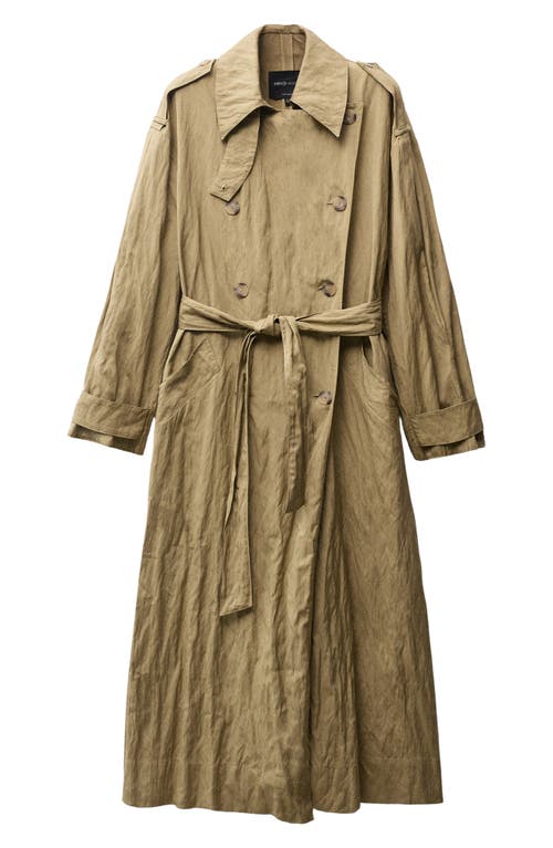 Shop Mango Wrinkled Oversized Belted Trench Coat
