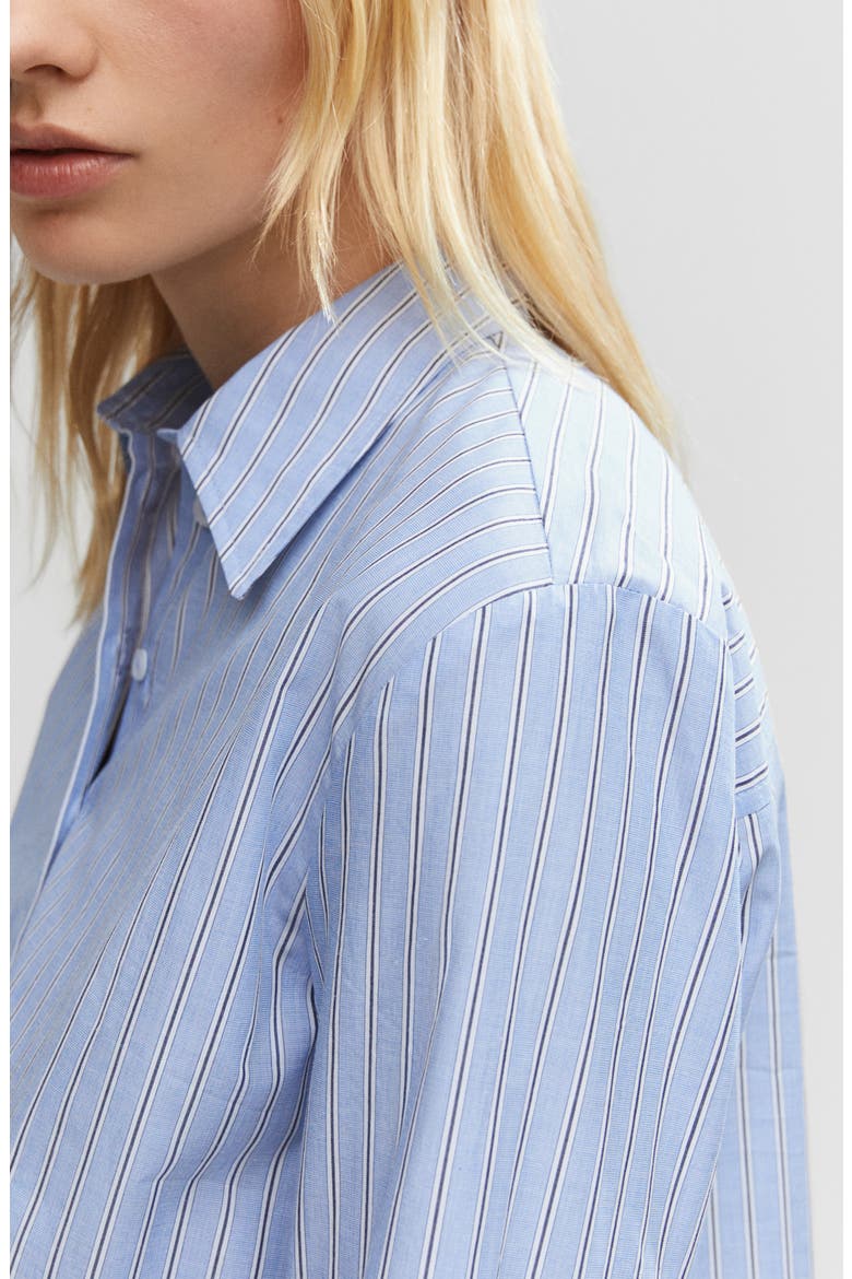 Stripe Crop Cotton Shirt, Alternate, color, BLUE
