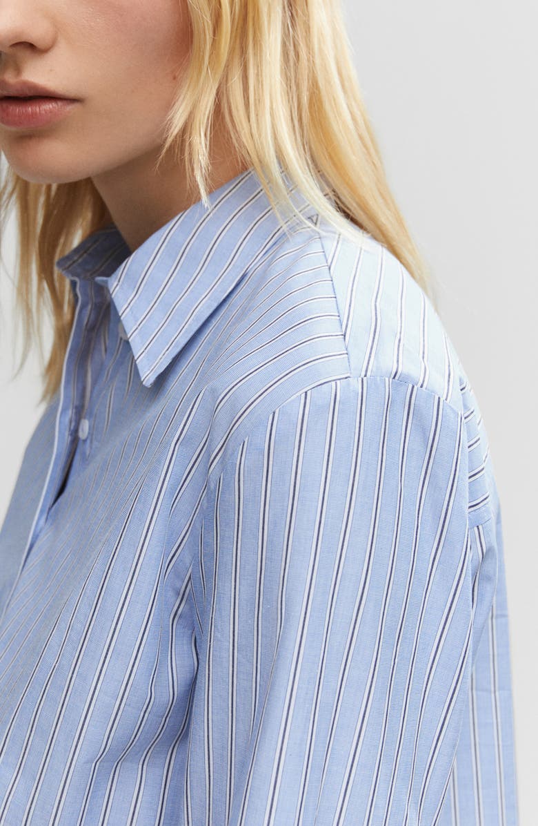 MANGO Stripe Crop Cotton Shirt, Alternate, color,