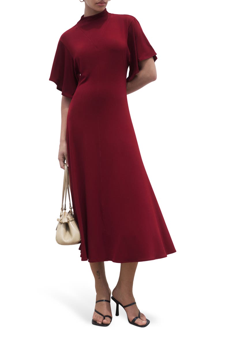 Bell Sleeve Midi Dress, Main, color, BURGUNDY
