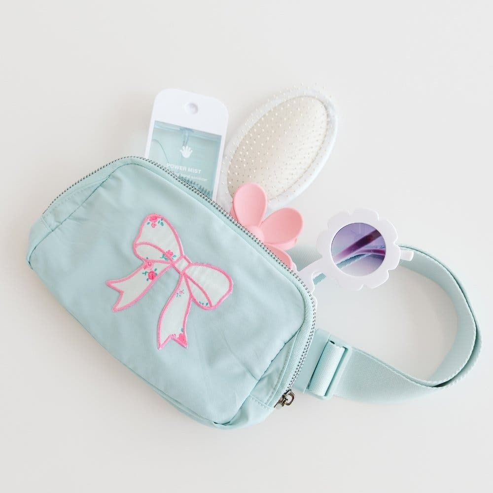 Sweet Wink Sky Floral Bow Patch Belt Bag, Alternate, color, Icing Blue