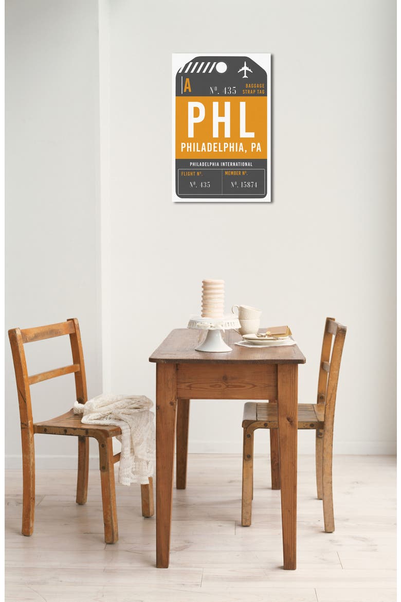 Philadelphia Luggage Tag Wall Art, Alternate, color, ORANGE