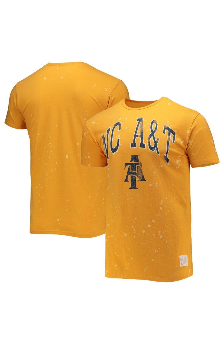Retro Brand Men's Original Retro Brand Gold North Carolina A&T Aggies Bleach Splatter T-Shirt, Main, color, 