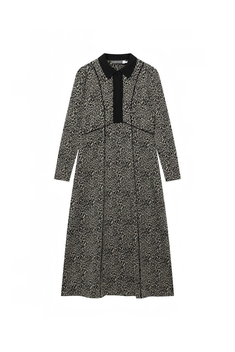 Animal Print Jacquard Midi Dress, Alternate, color, Neutral