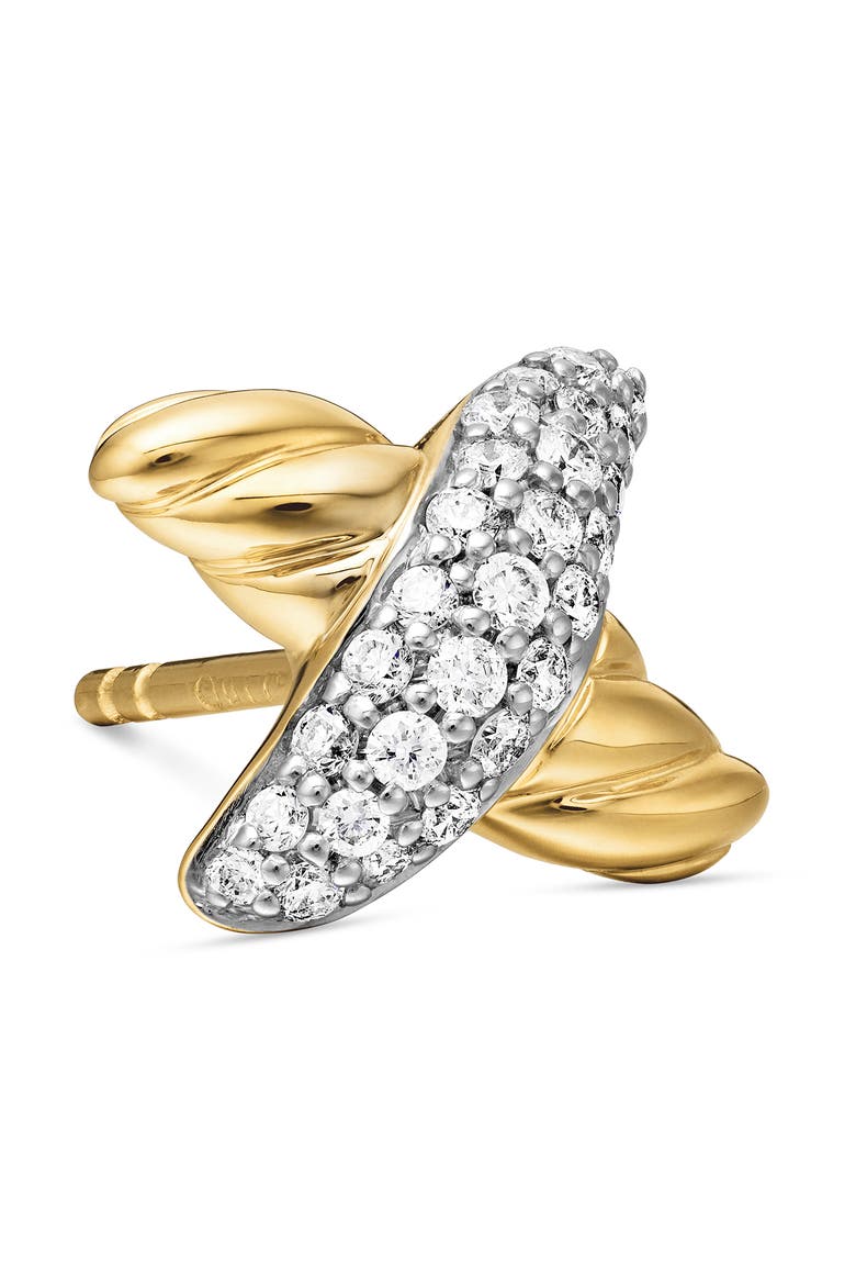 X Petite Earrings with Diamonds and Gold, Alternate, color, DIAMOND