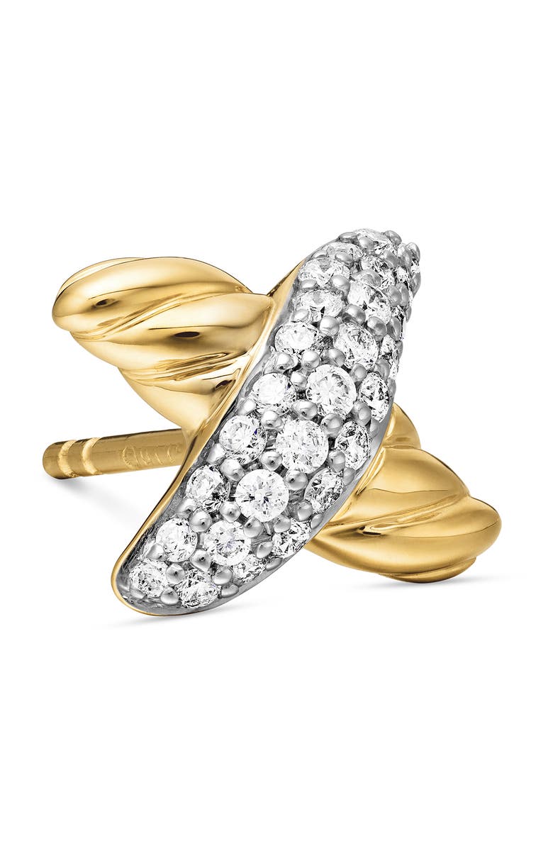 David Yurman X Petite Earrings with Diamonds and Gold, Alternate, color, Diamond