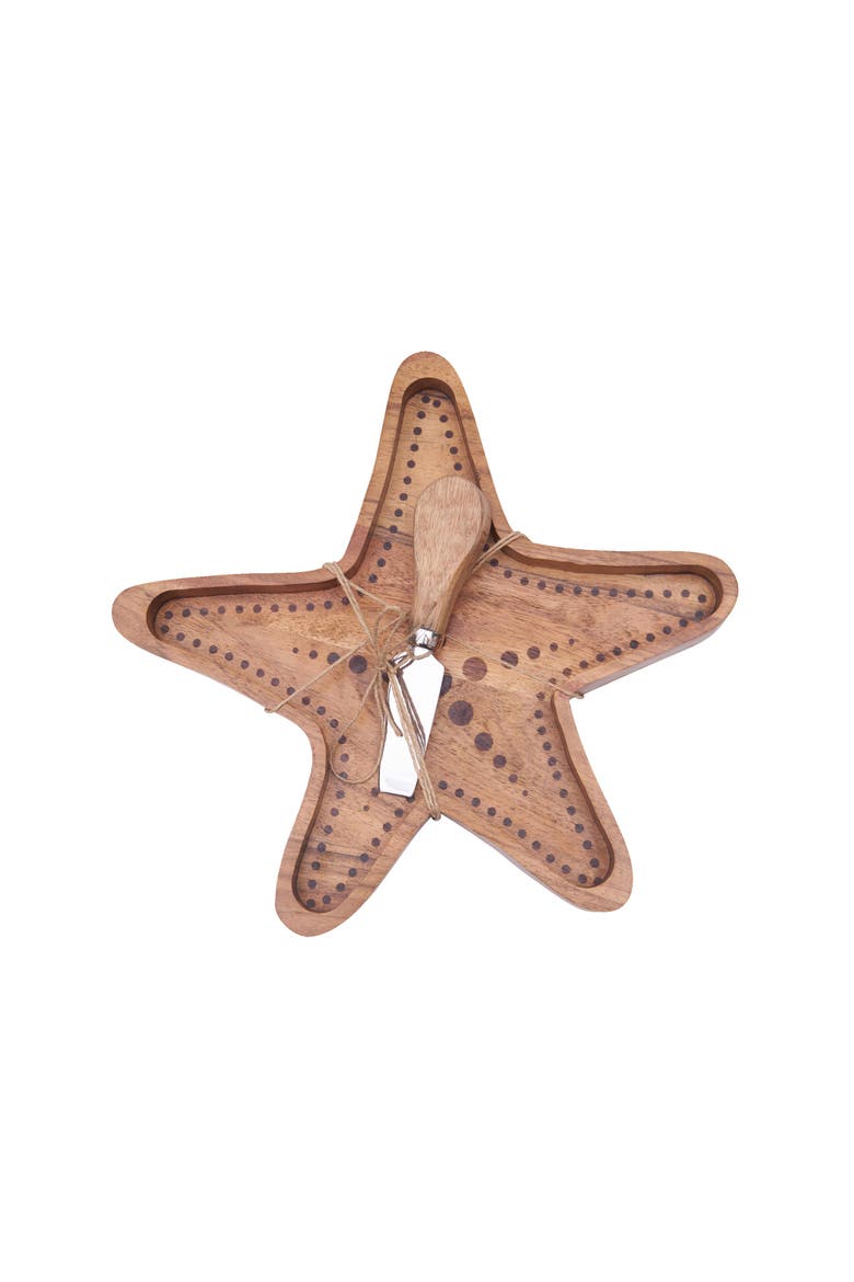 Sea Star Serving Board with Spreader Set of 2, Alternate, color, Brown