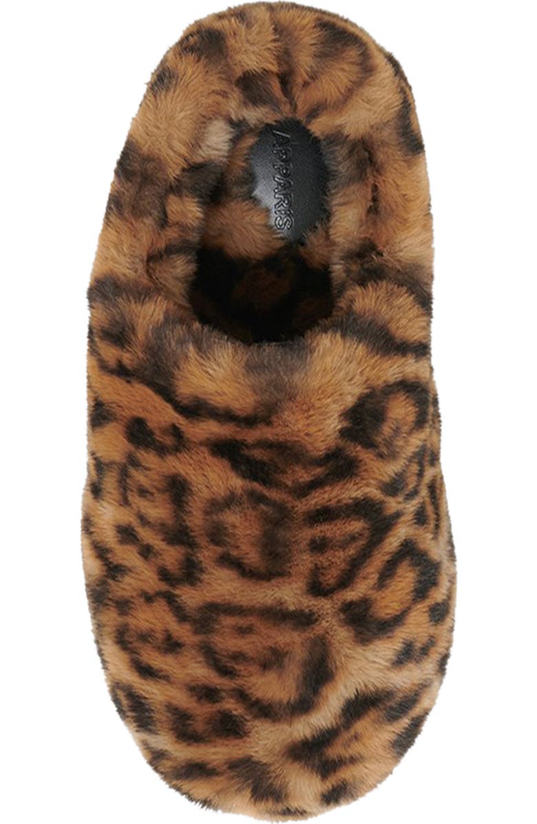 Apparis Misha Leopard Print Faux Fur Slipper, Alternate, color, Leopard