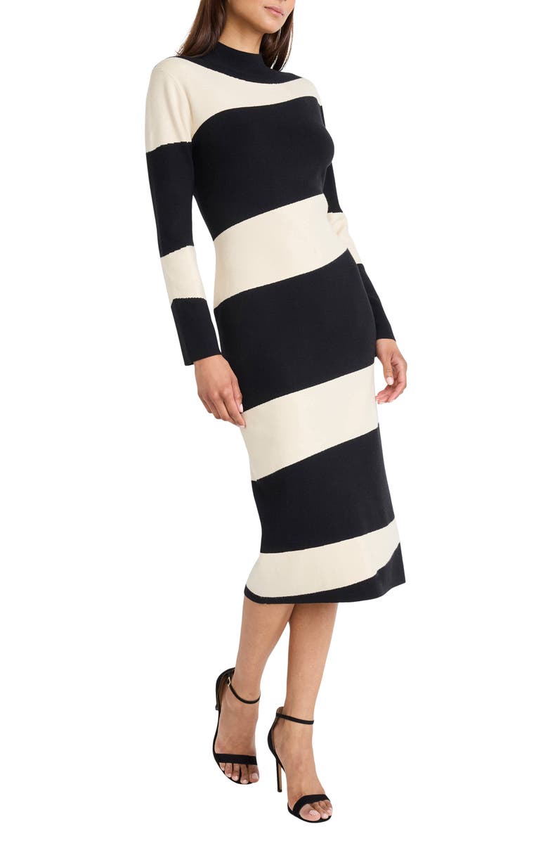 DONNA MORGAN FOR MAGGY Colorblock Long Sleeve Midi Sweater Dress, Alternate, color,